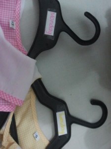 hangers with the labels